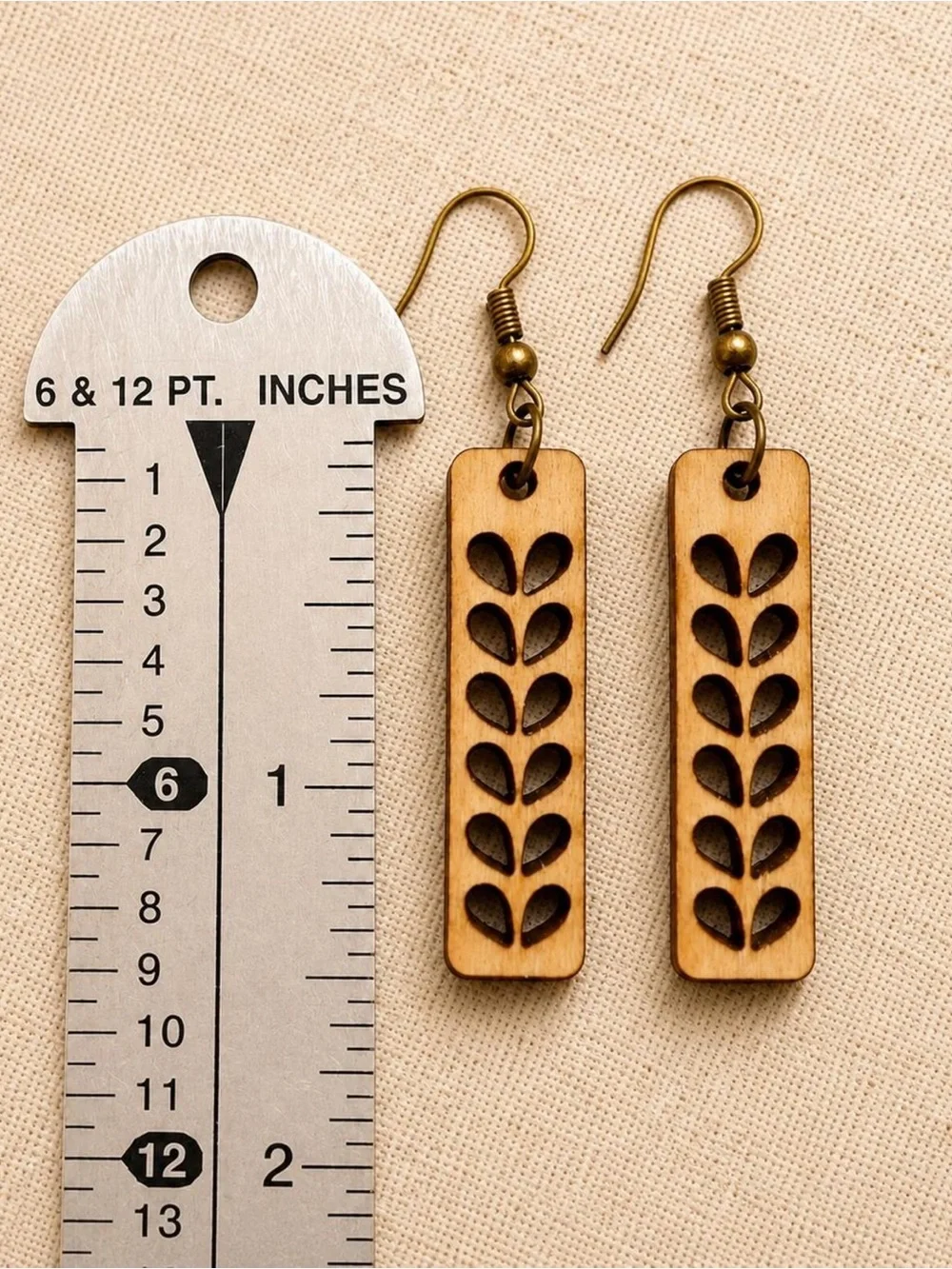 Natural Wood Leaf Dangle Earrings